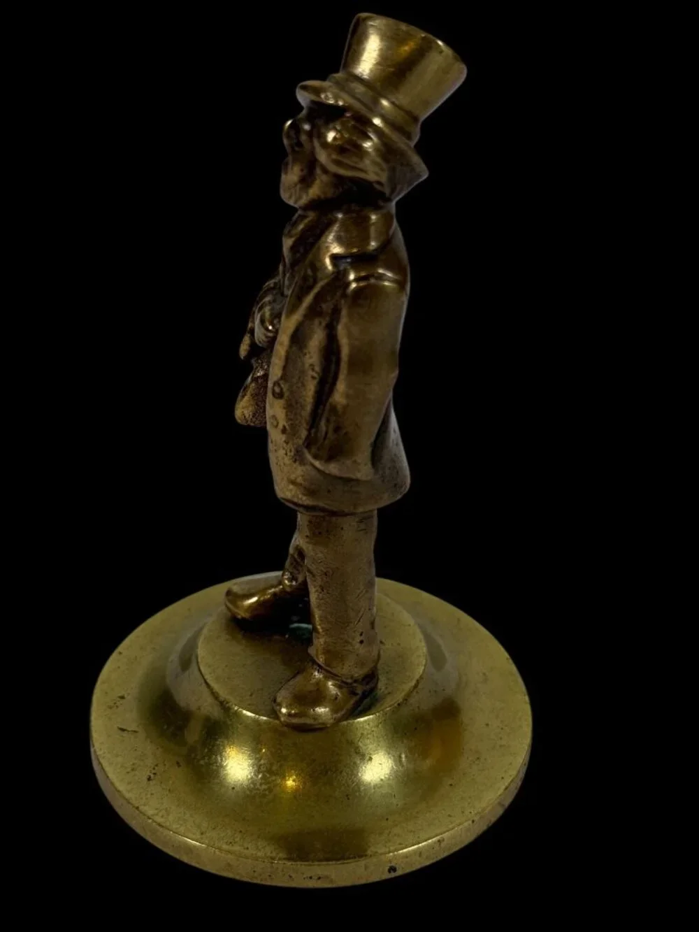 Vintage Brass Gentleman Figurine Top Hat Decor Statue Dickens? Trinket Shelf